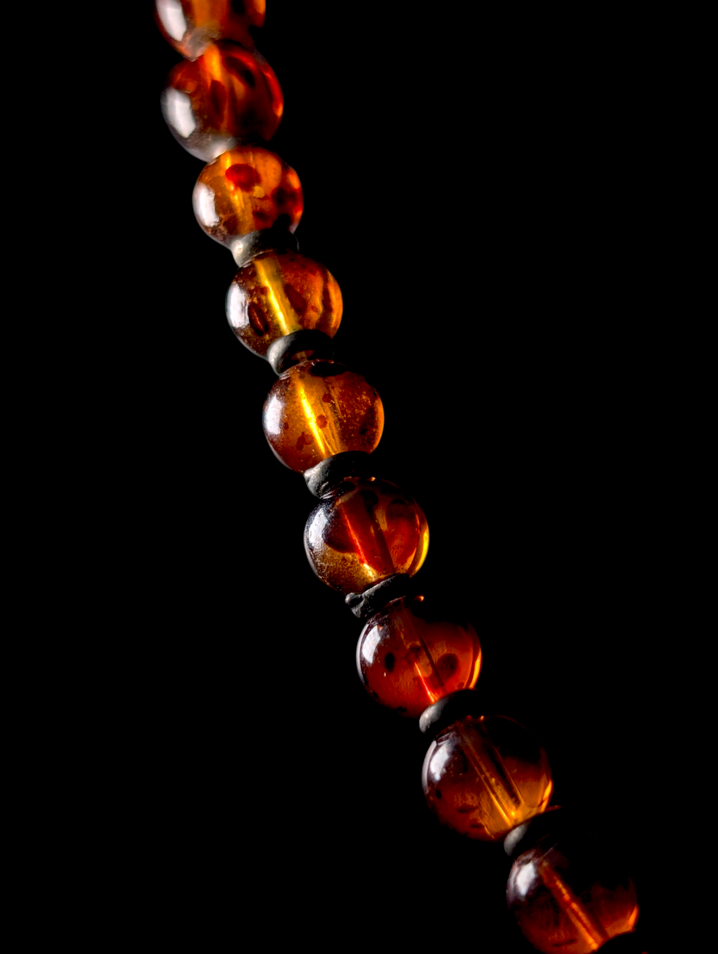 Vintage Amber Toned Beaded Silver Plated Dangle Pendant Necklace