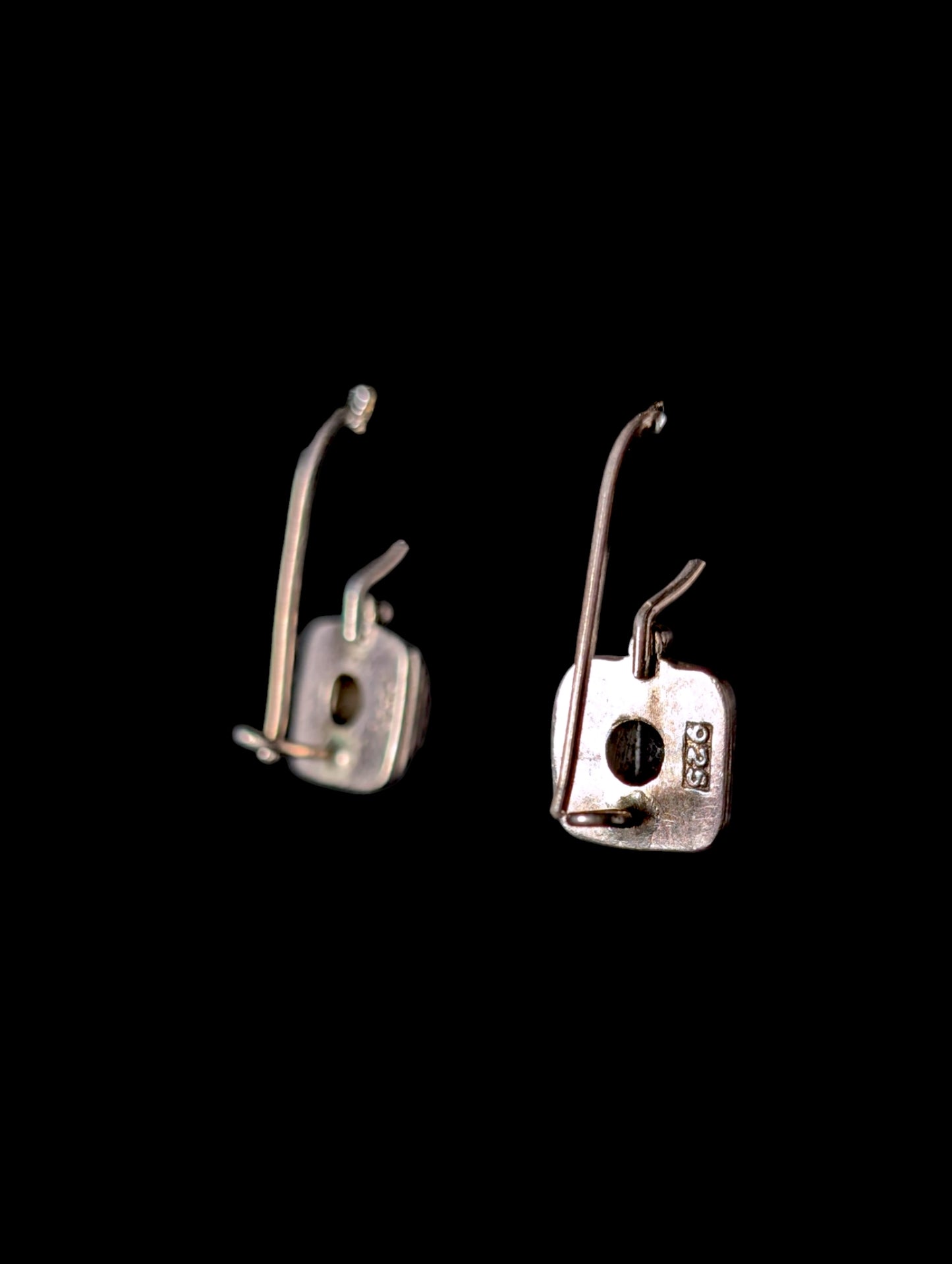 Vintage Princess Cut Genuine Sky Blue Topaz Sterling Silver Dangle Earrings