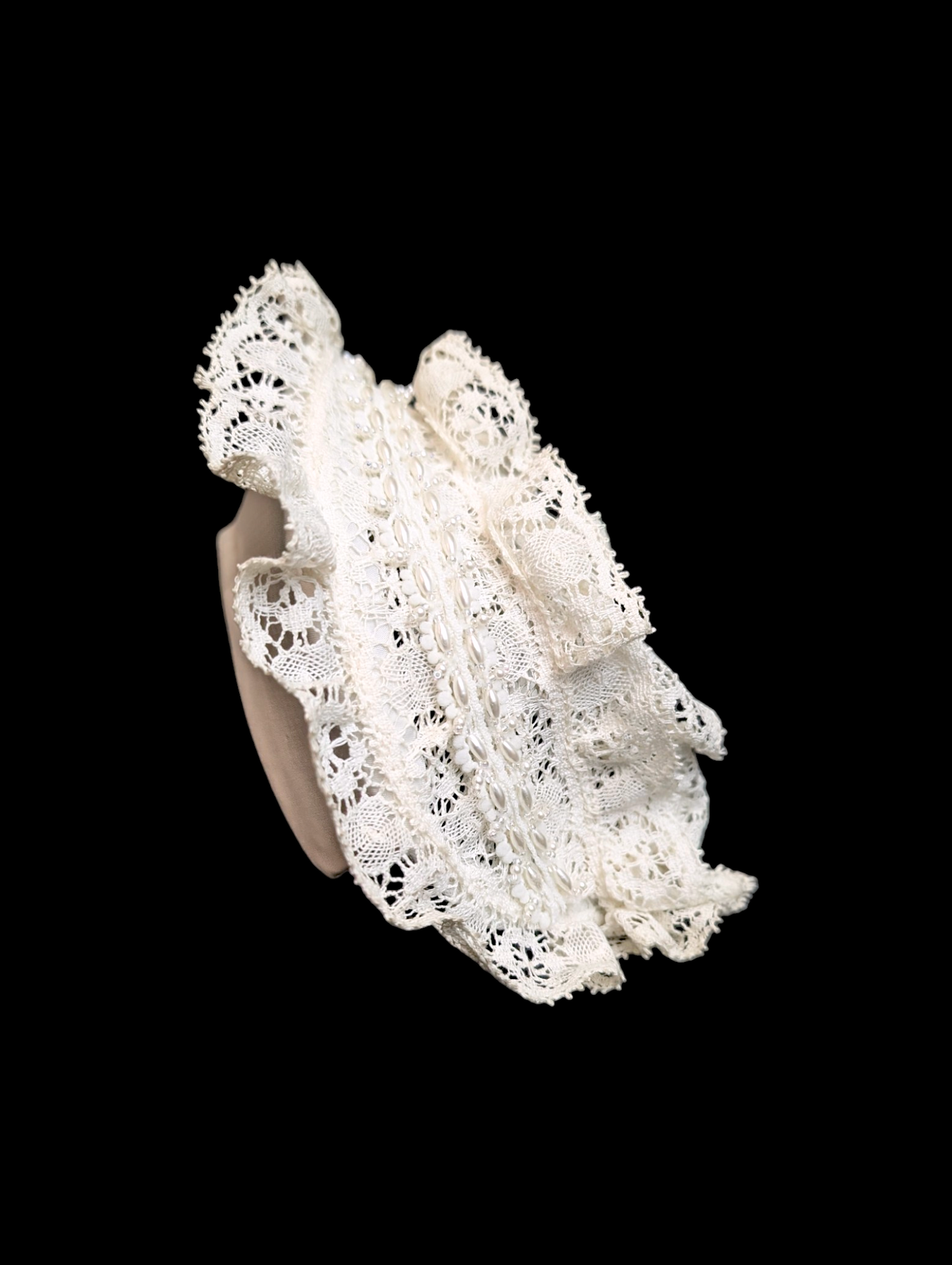 1970s Vintage Prairie Bonnet Style Wedding Headpiece