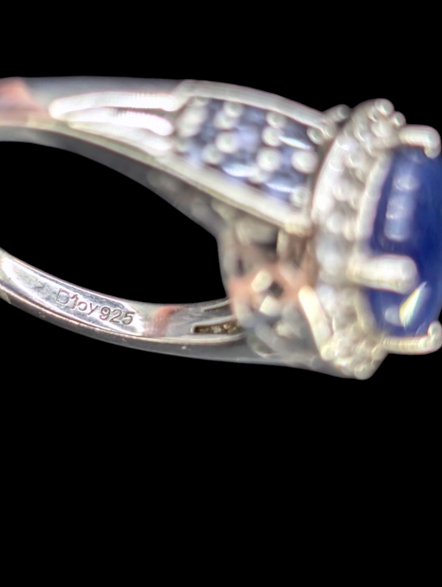 Vintage Earth Mined Royal Blue Sapphire, White Topaz Halo and Tanzanite Accents Sterling Silver Ring
