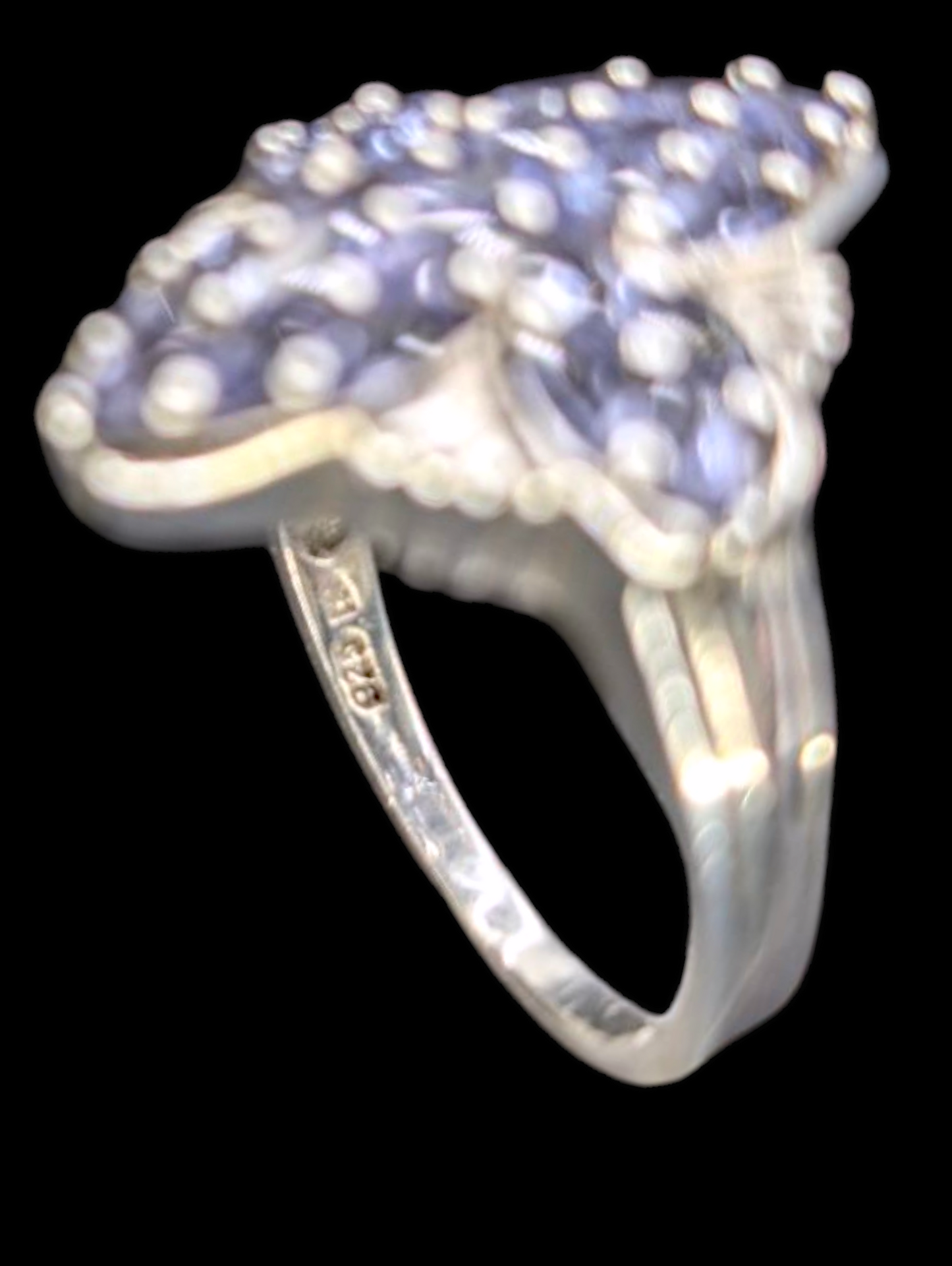 Vintage 2.5 Carat Cluster Genuine Tanzanite Sterling Silver Ring