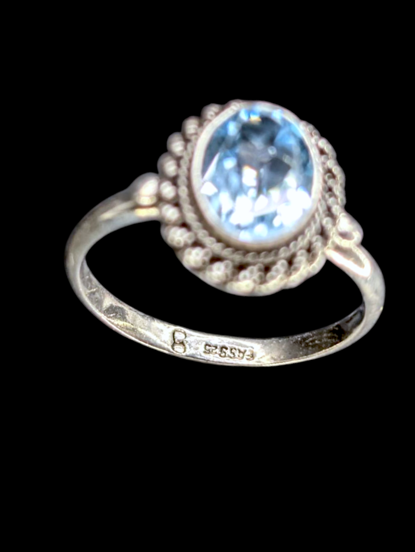 Vintage Artisan Genuine Swiss Topaz Solitaire Sterling Silver Braided Ring