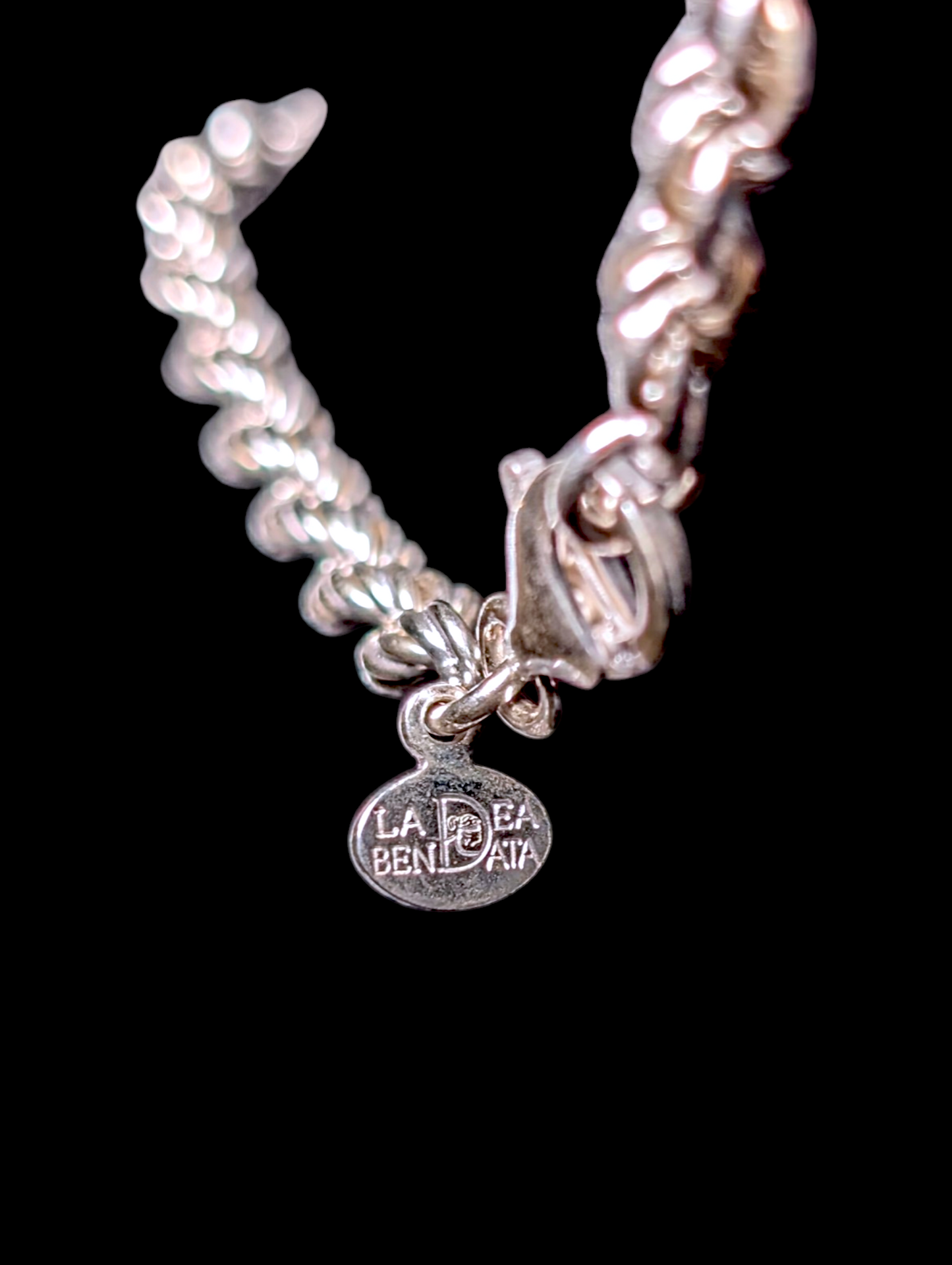 Vintage La Dea Bendata Designer Sterling Silver Rope Twist Necklace and Bracelet Set