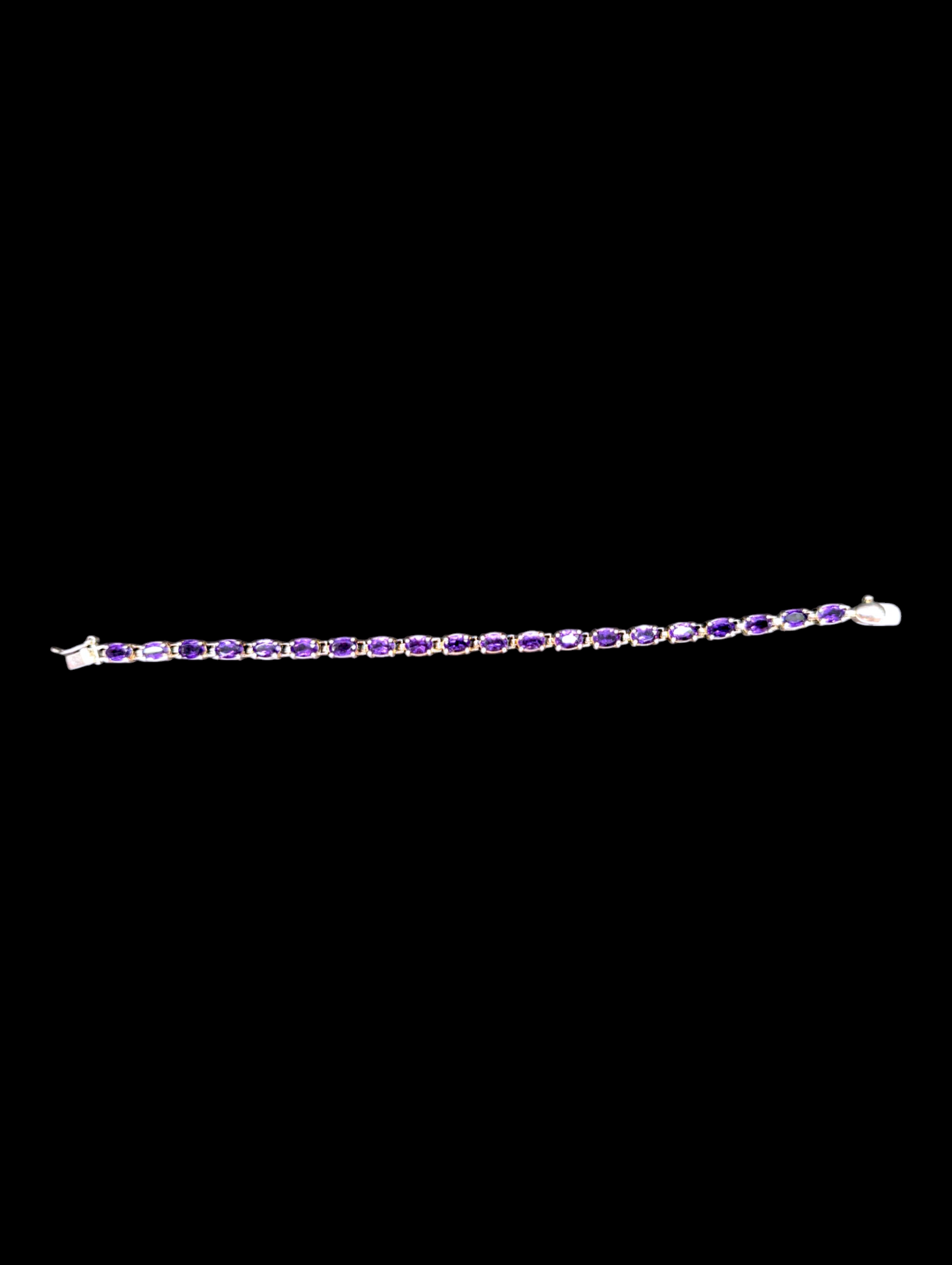 Vintage Genuine Amethyst Gemstone Sterling Silver Tennis Bracelet