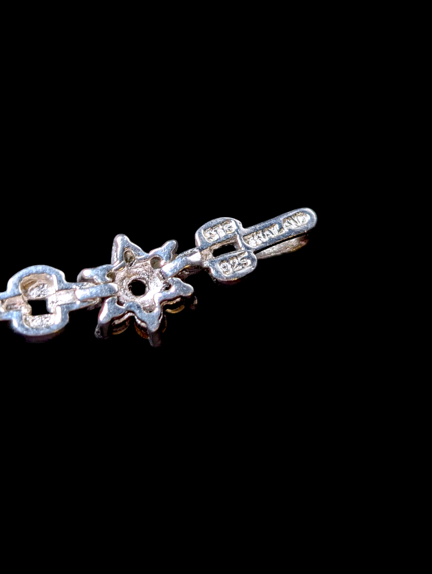 Vintage Flower Genuine Multi Gemstone Sterling Silver Tennis Bracelet