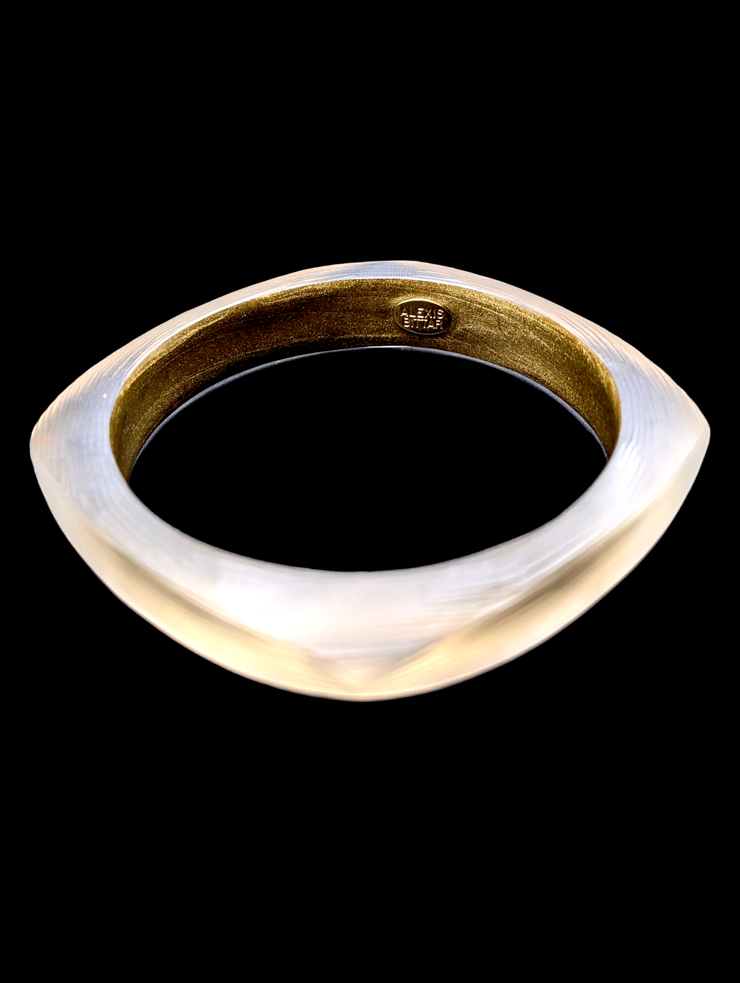 Vintage Inspired Alexis Bittar Frosted Two Tone Rounded Square Lucite Bracelet