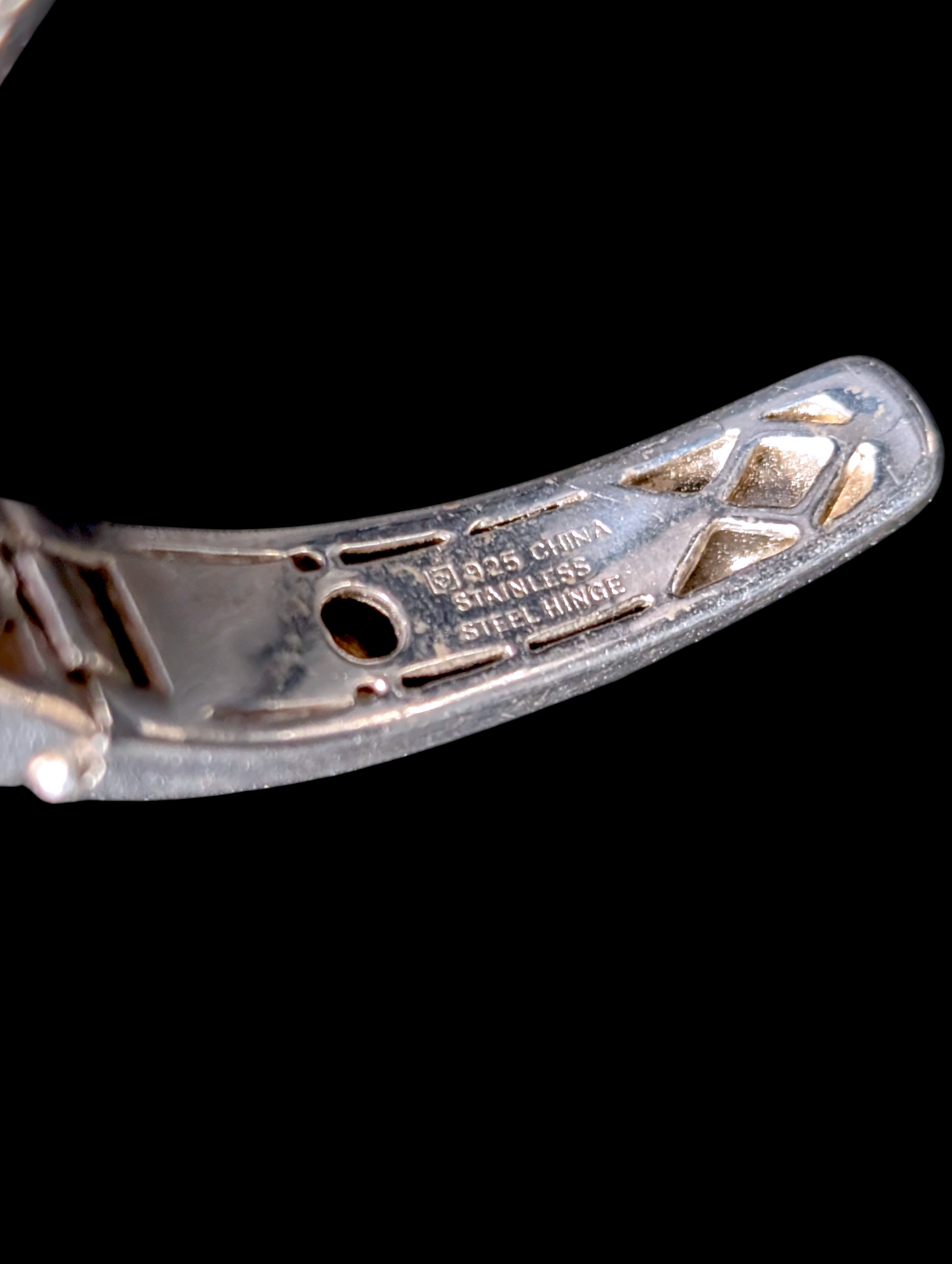 Vintage Mixed Cut Genuine Multi Gemstone Rhodium Plated Sterling Silver Hinged Cuff Bracelet