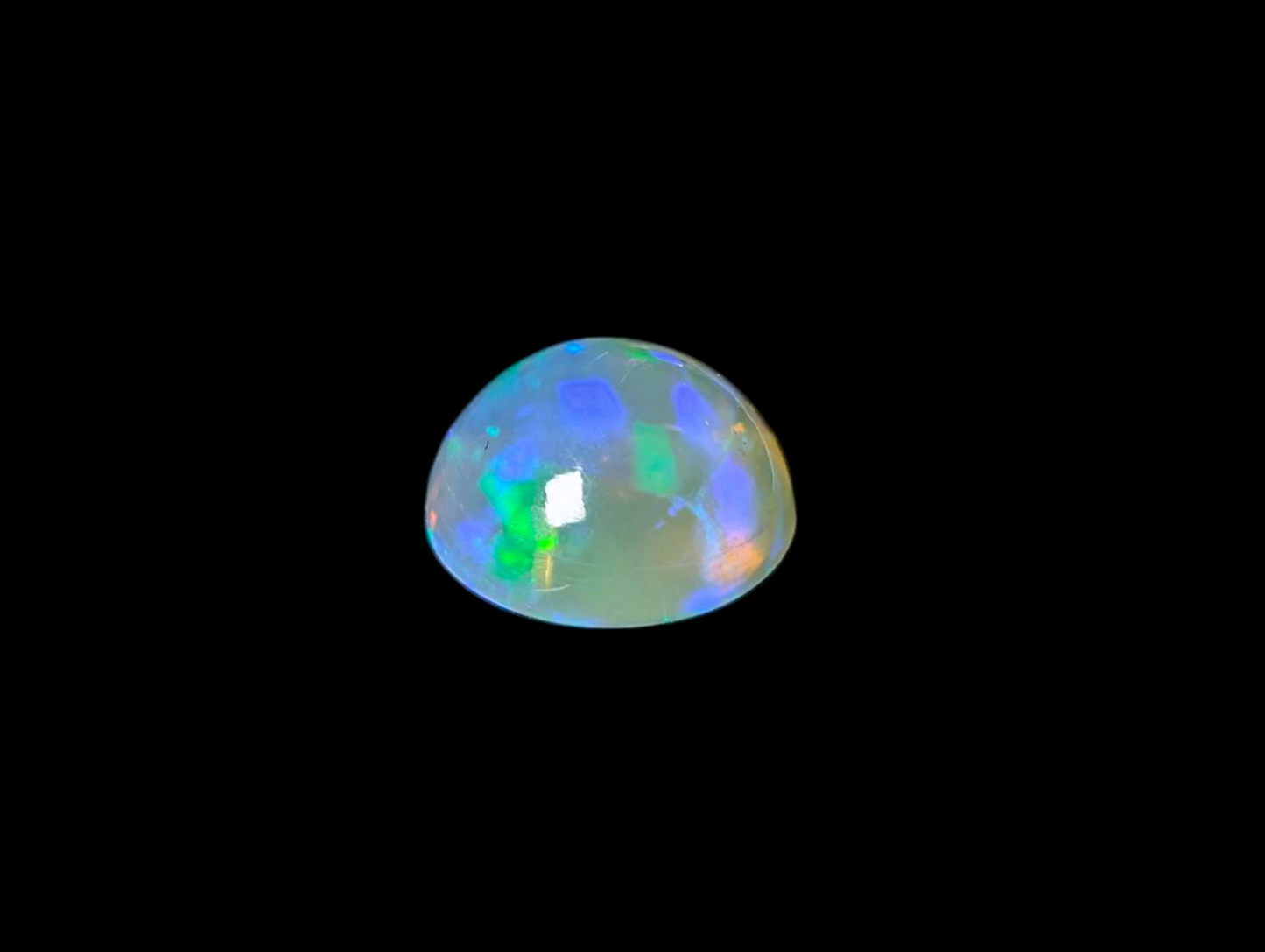 1.35 Carat Cabochon Round Cut Genuine Ethiopian Fire Crystal Opal Loose Gemstone