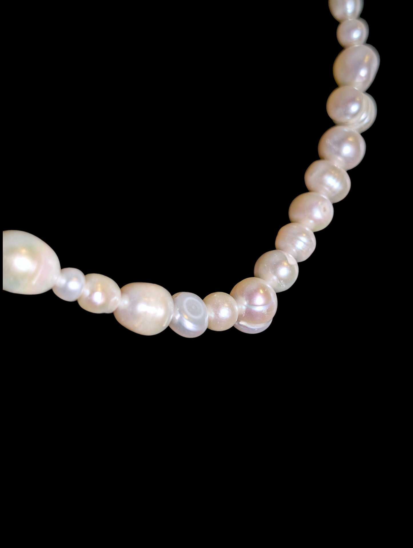 Vintage 34" Long Genuine Freshwater Pearl Mixed Shape Necklace