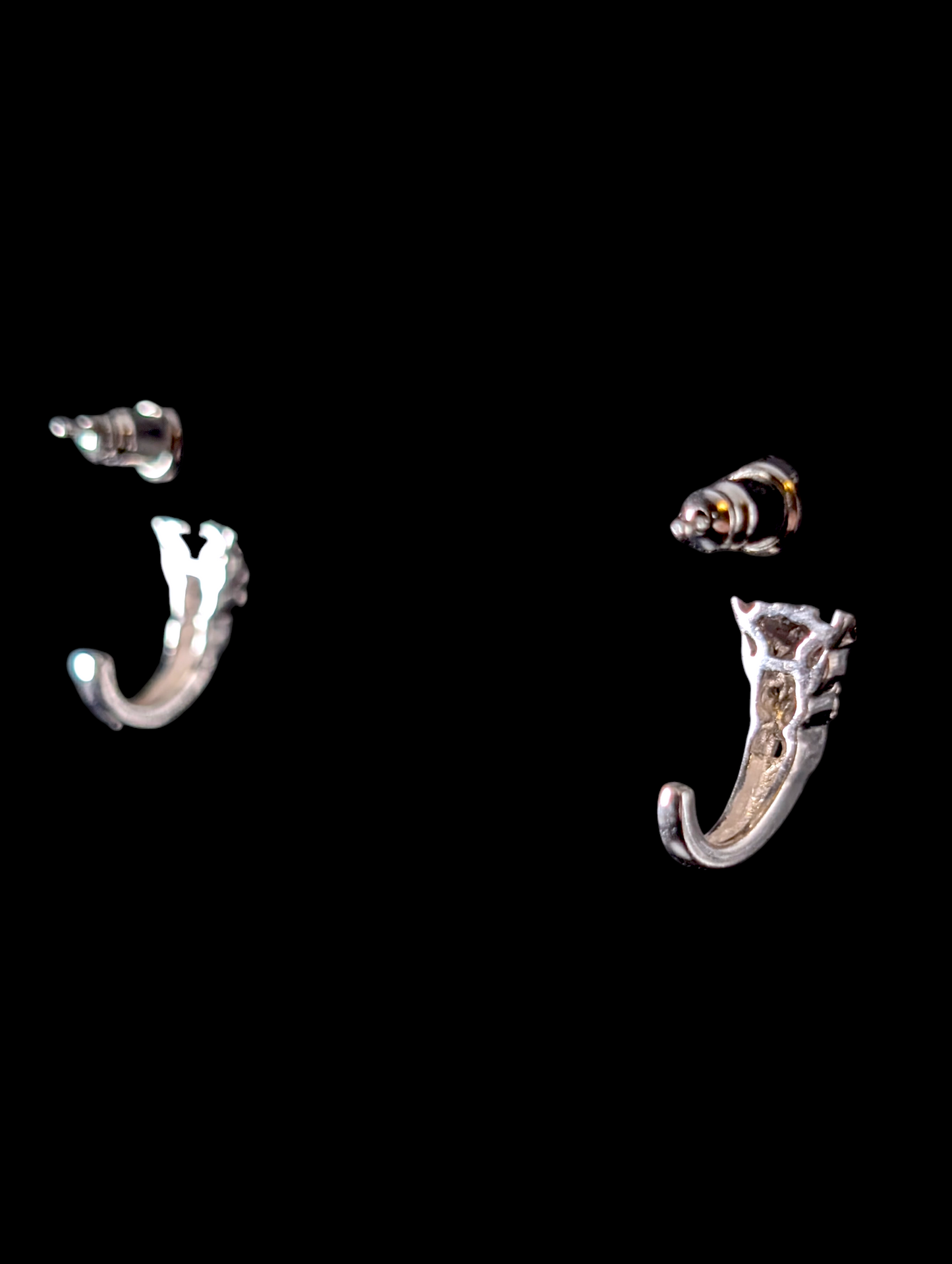 Vintage Earth Mined Genuine Ruby and White Zircon Halo Huggie Post Sterling Silver Earrings