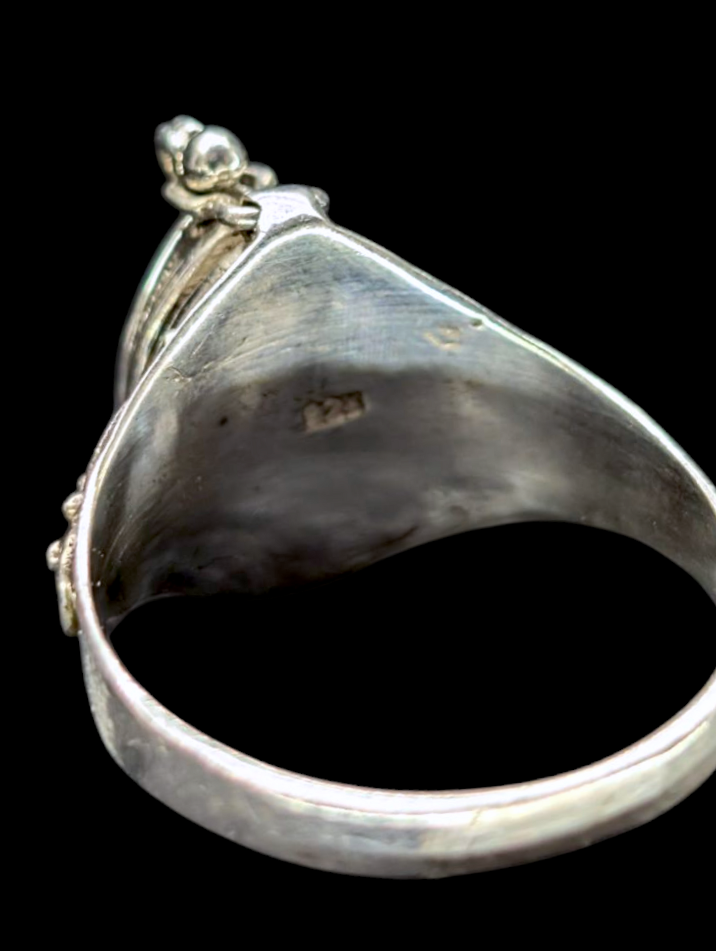 Vintage Poison Ring Genuine Ruby Pear Shaped Locking Artisan Sterling Silver 925 Ring