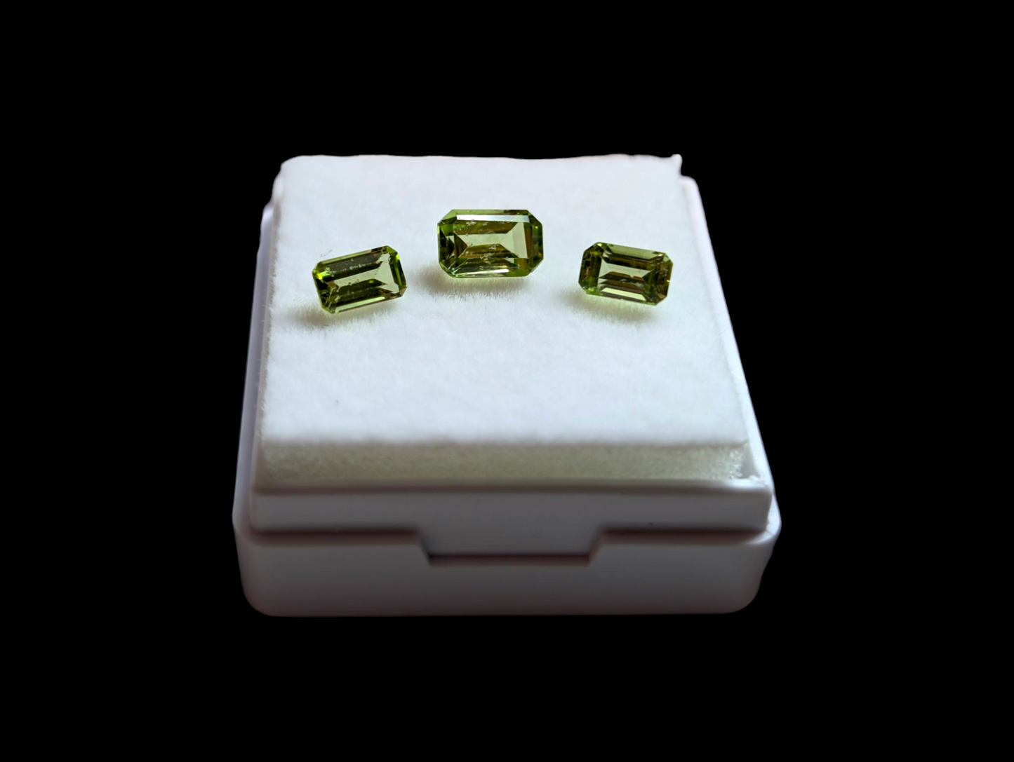Matching 3 Piece Set Genuine Peridot Emerald Cut 1+ Carats Loose Gemstone