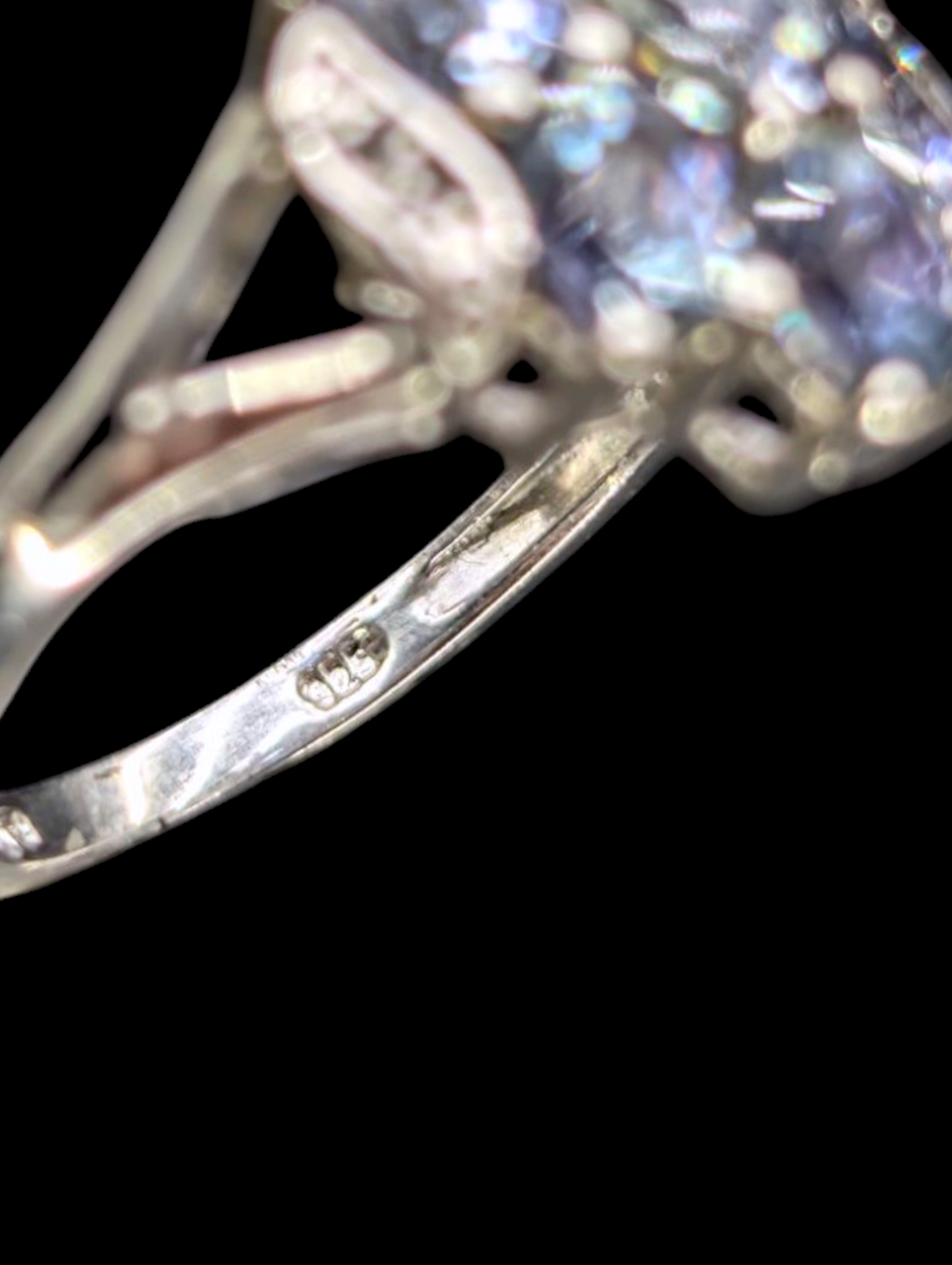 Vintage 2+ Carat Earth Mined Genuine Tanzanite Cluster and Diamond Accent Sterling Silver Ring