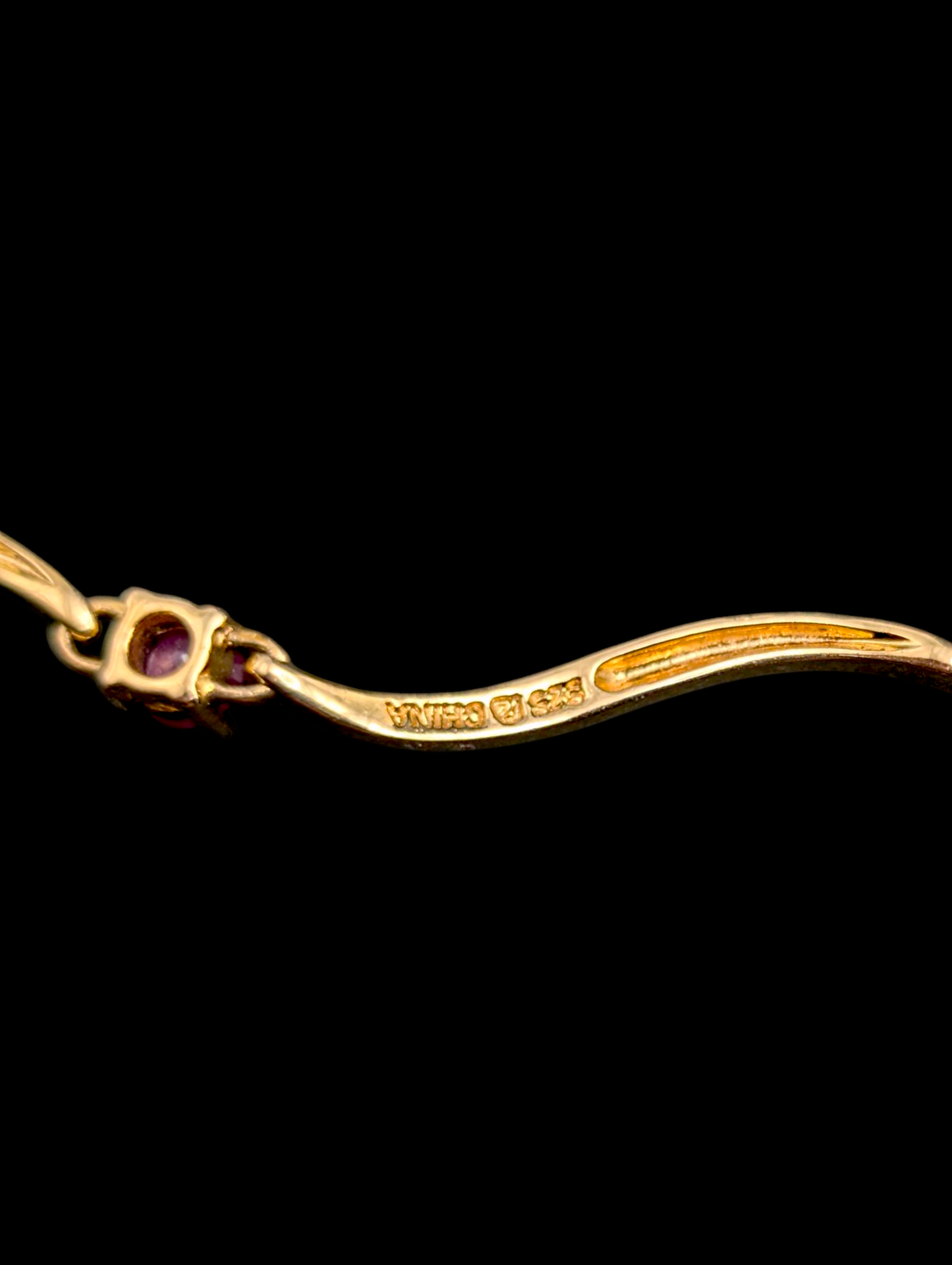 Vintage Round Cut Earth Mined Genuine Ruby 18k Yellow Gold Vermeil Dainty Wave Bracelet
