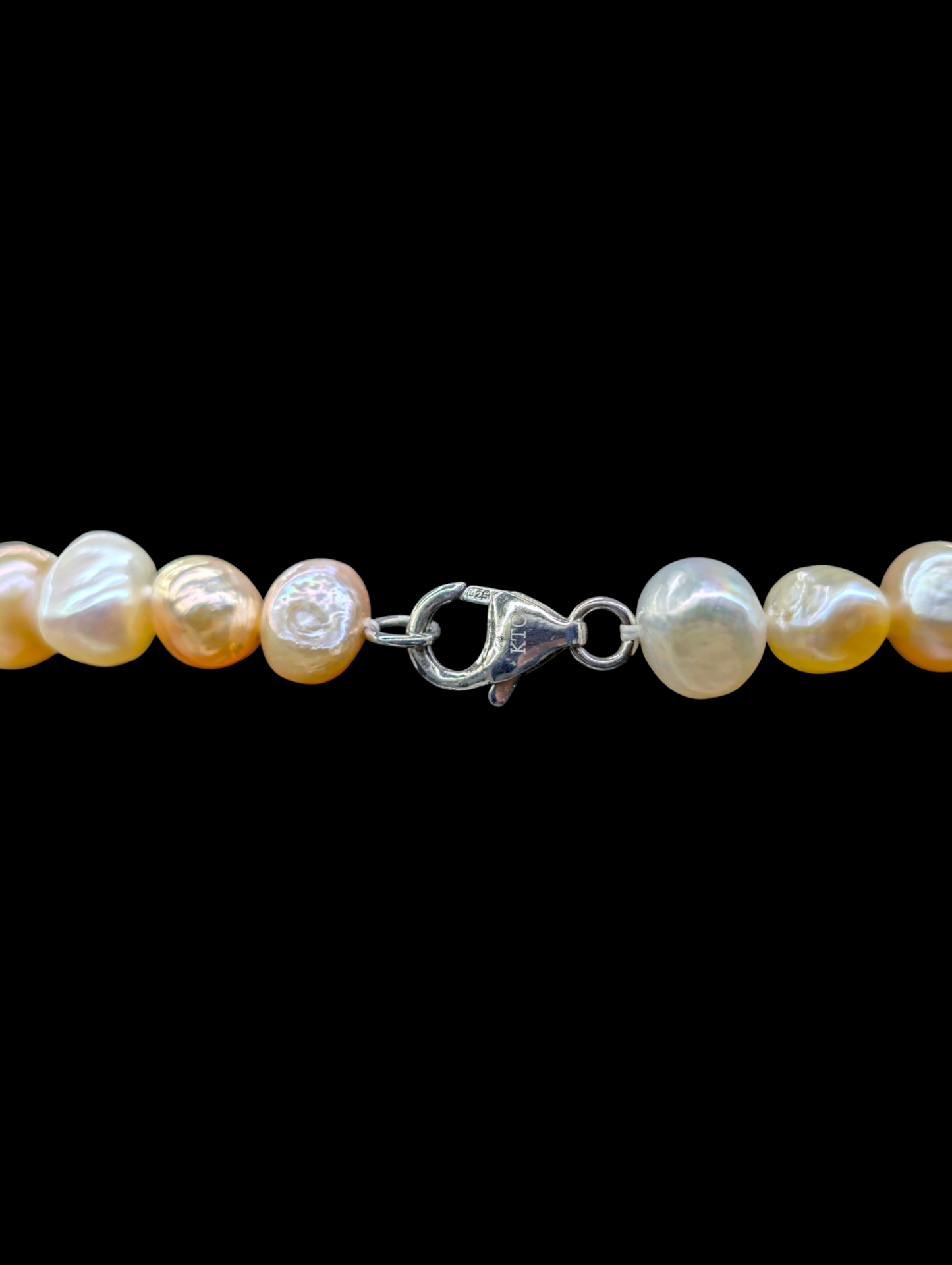 Vintage Pastel Genuine Freshwater and South Sea Multi Colored Pearl Single Strand Sterling Silver Necklace