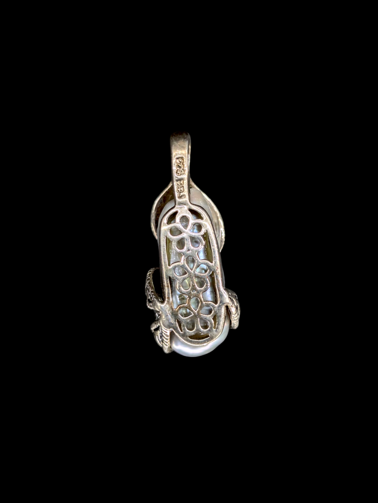 Vintage Baroque Freshwater Cultured Pearl Pendant in Sterling Silver