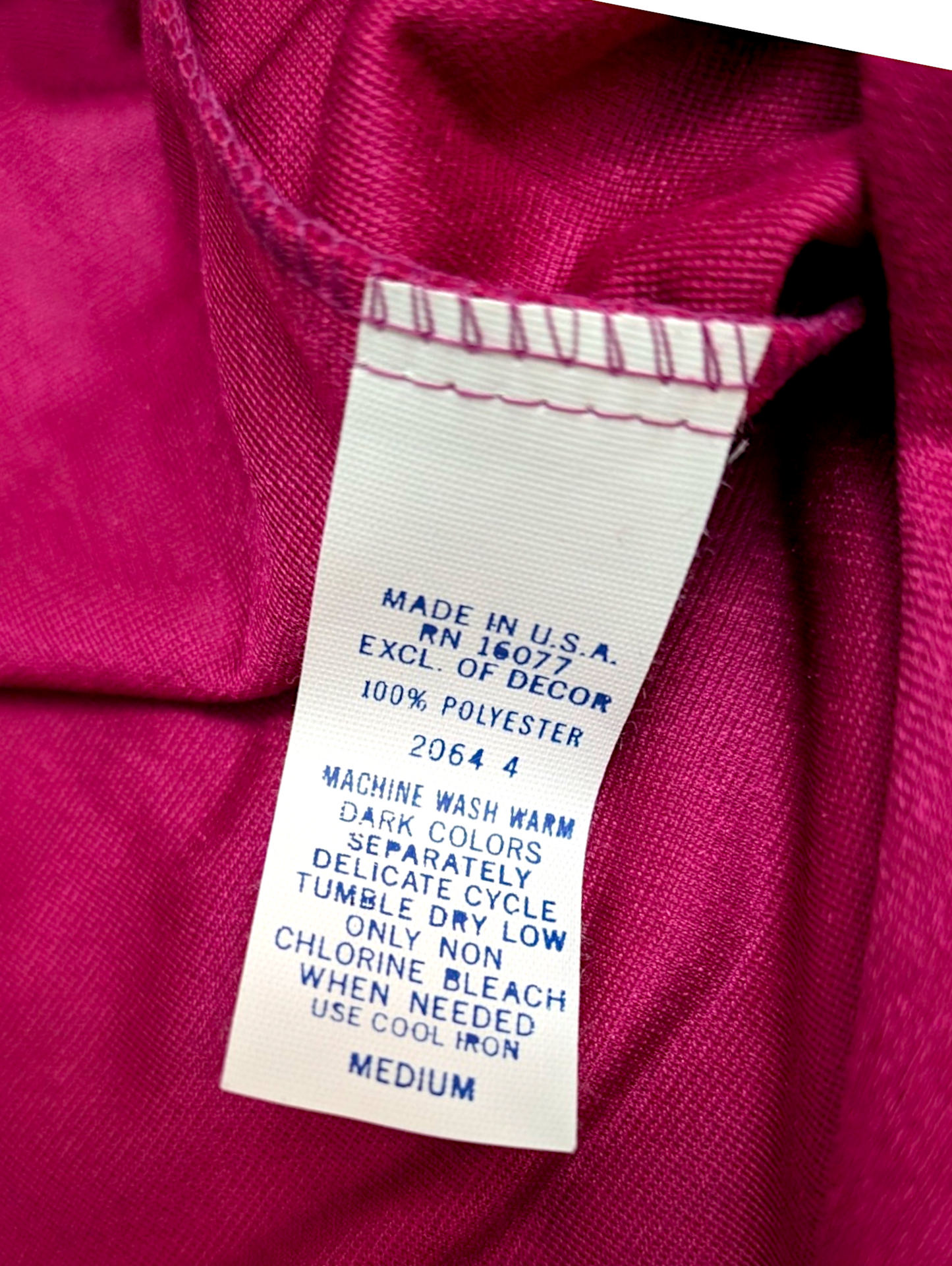 1970s Morrocan Inspired Nightgown by Sweetlife in Pink Polyester and Blue Satin Trim