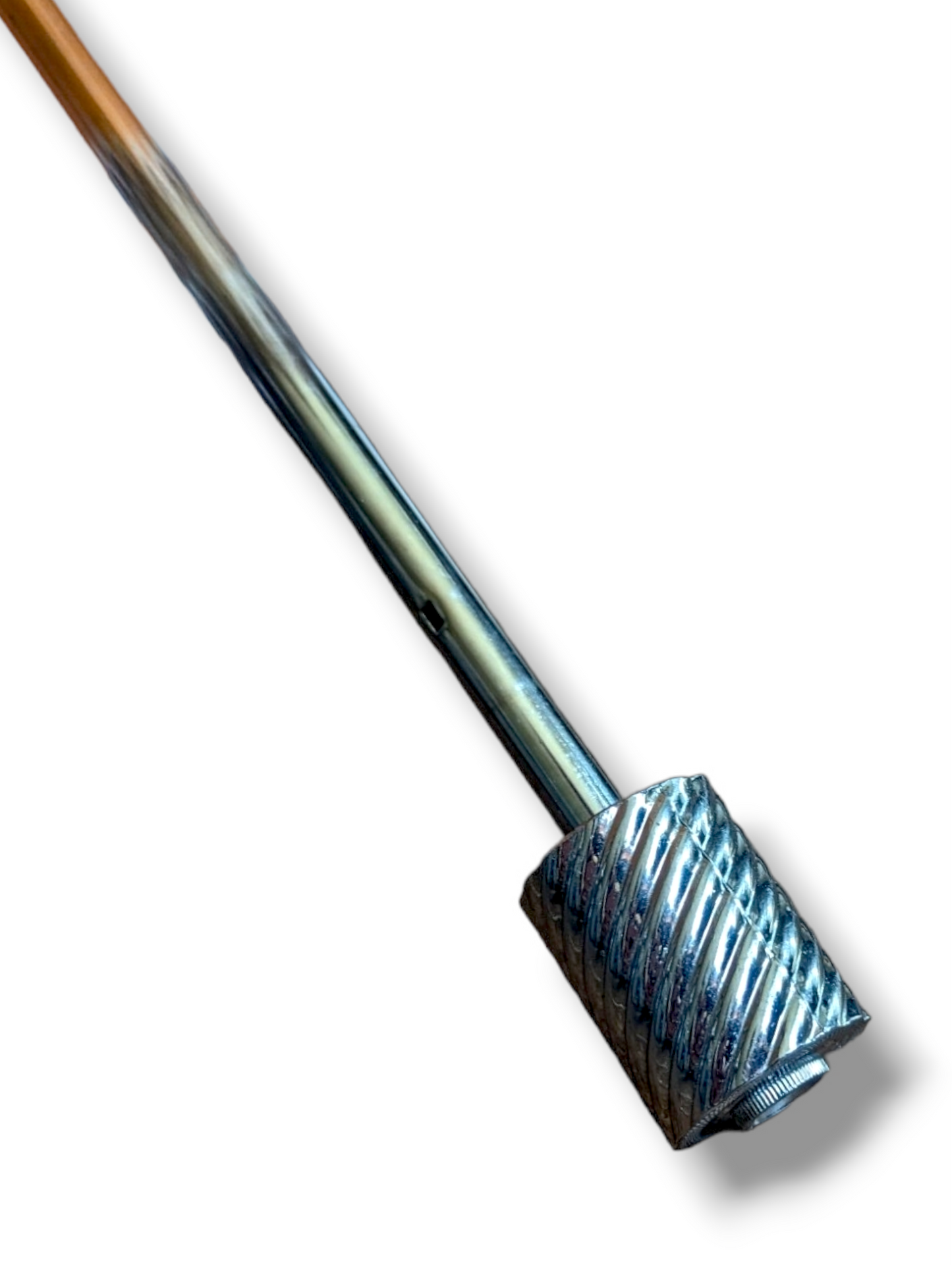 1960s - 1970s Orange and Brown Floral Travel Umbrella with Silver Handle