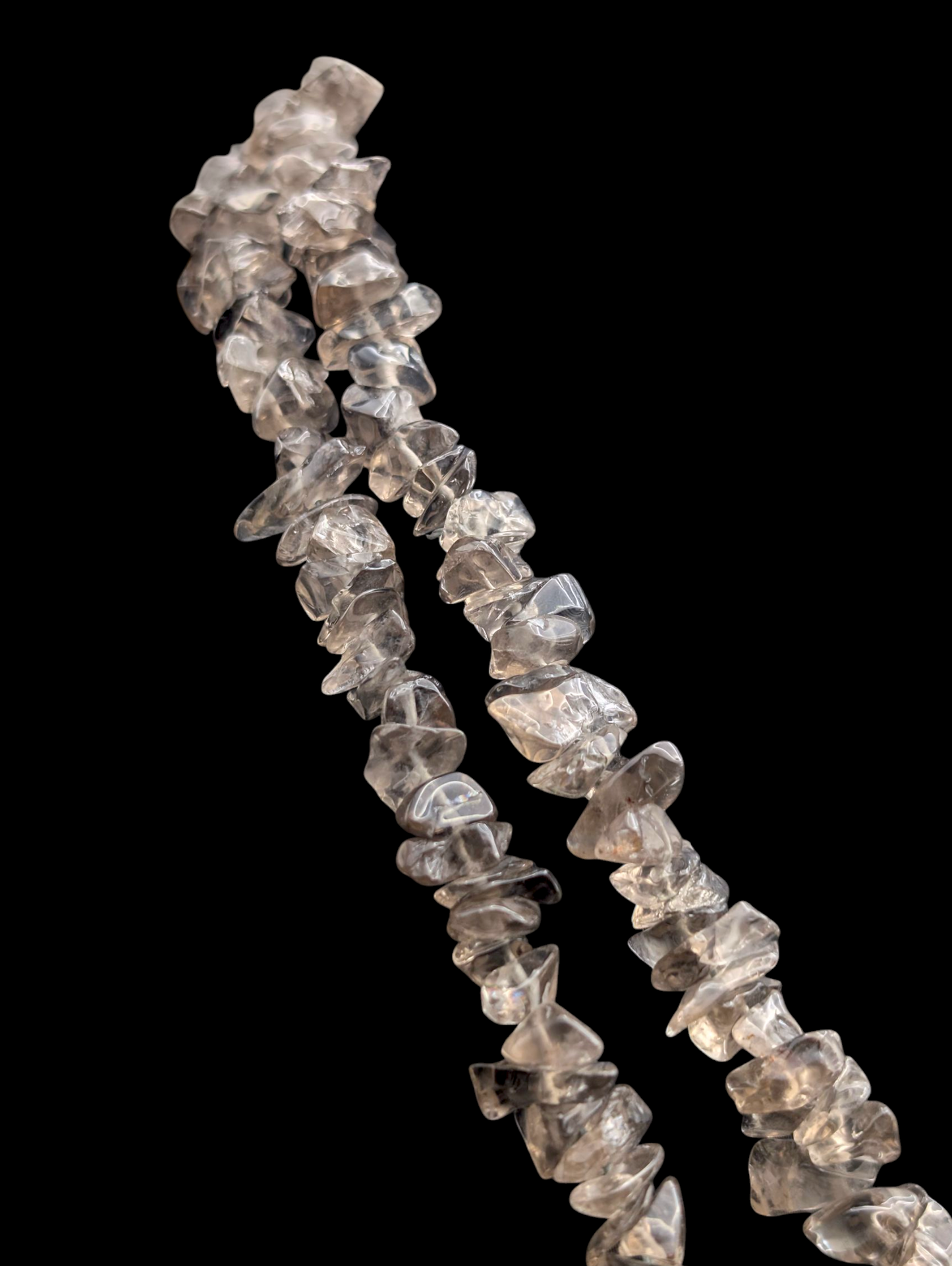 Vintage Continuous Single Strand Earth Mined Genuine Smoky Quartz Tumbled Polished Chip Necklace