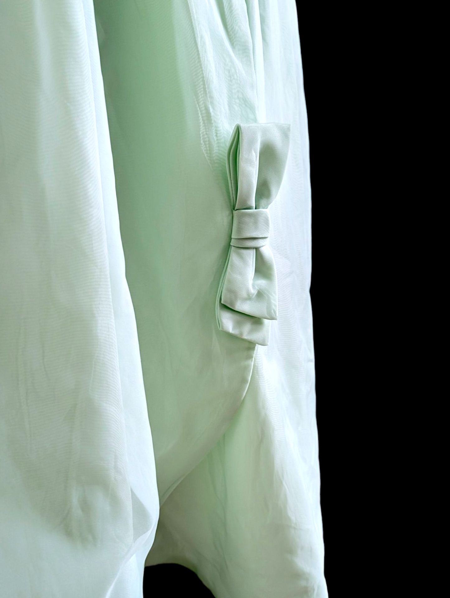 1950s - 1960s Mint Green Two Piece Short Dress with Detachable Long Skirt