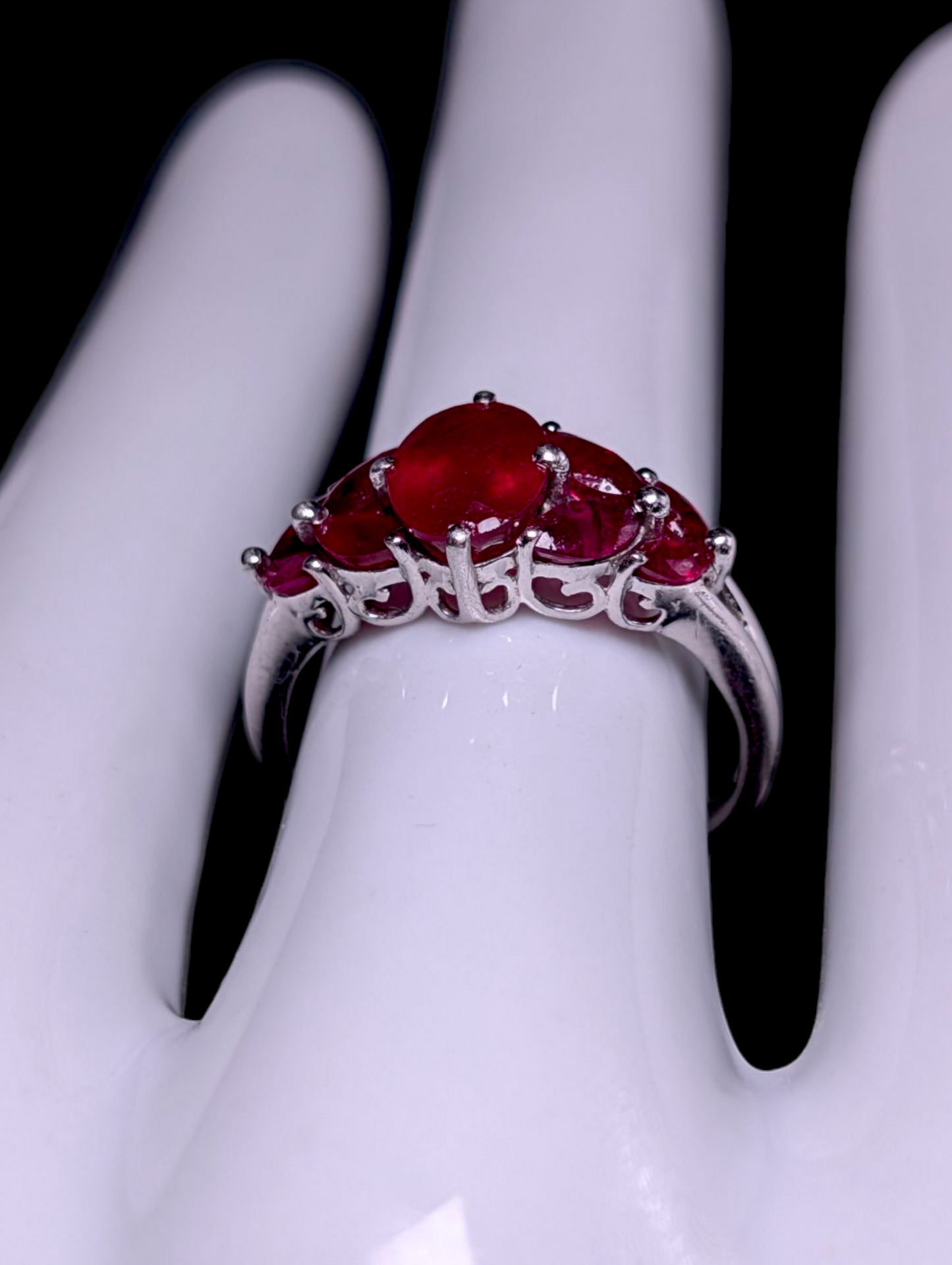 Vintage Art Nouveau Inspired Genuine Ruby Sterling Silver Ring