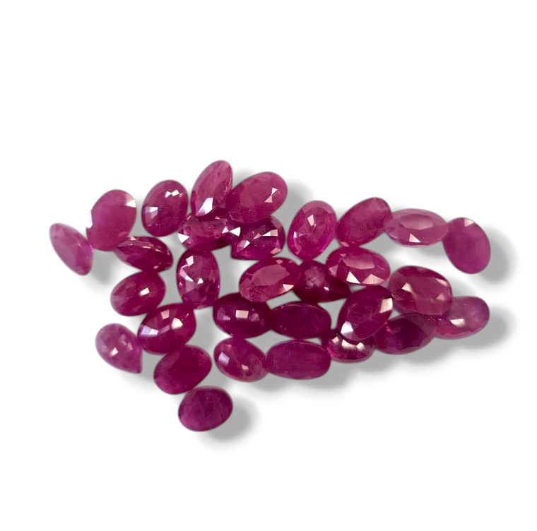 2.25 Carat Lot of 6 Oval Cut Earth Mined Genuine Ruby Loose Gemstones