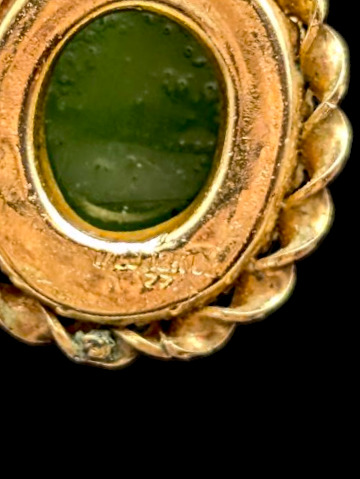 Antique 12k Solid Yellow Gold and Earth Mined Genuine Nephrite Jade Solitaire Pendant