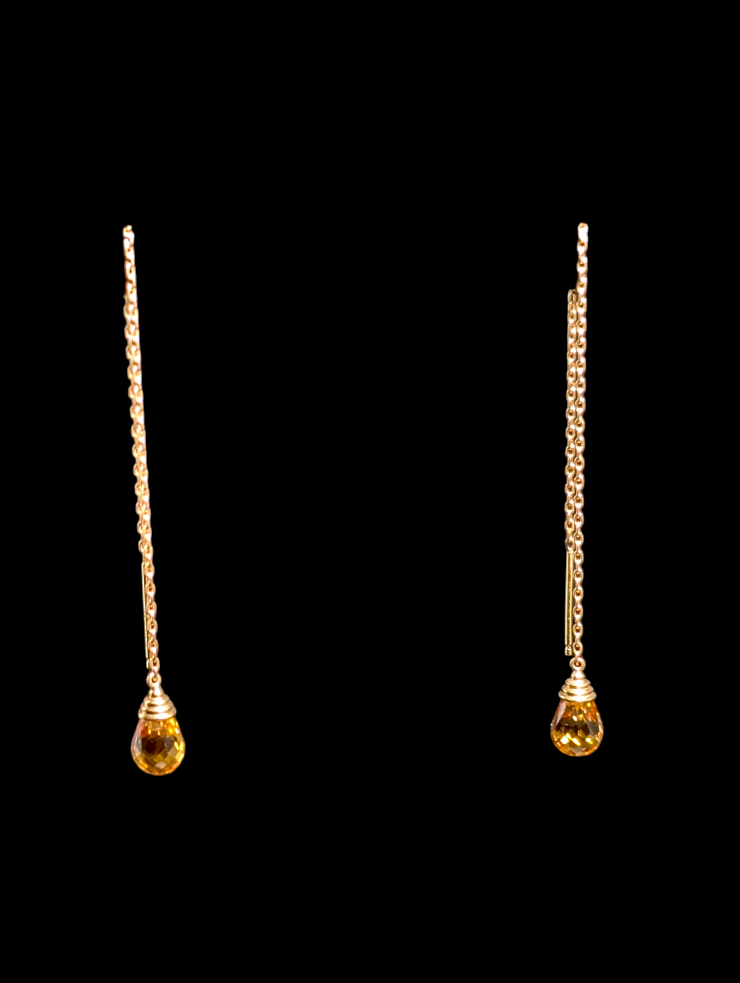 Vintage Imperial Gold Co. Threader Genuine Golden Citrine Briolette 14k Yellow Gold Earrings