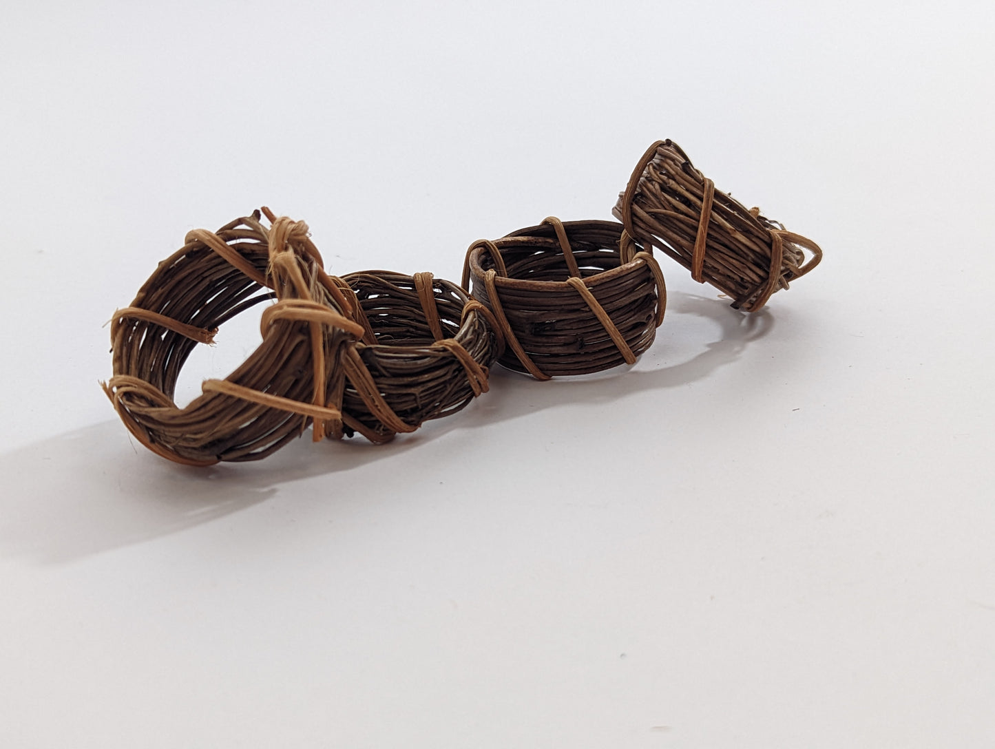 1960s Hand Woven Wooden Napkin Holder Rings Set of 4