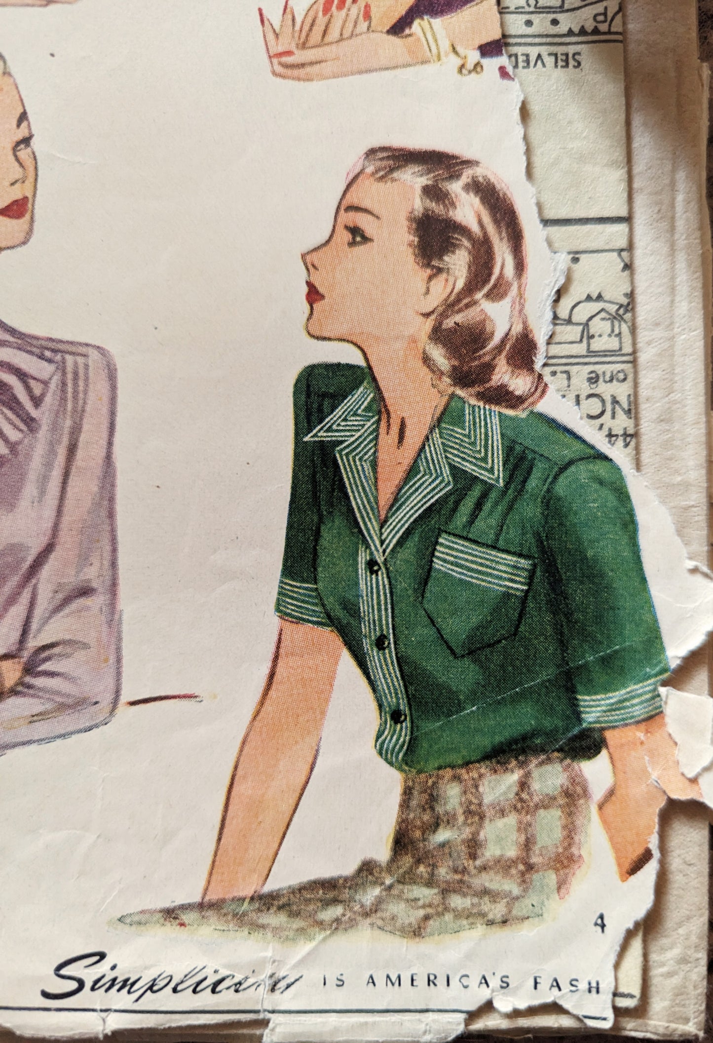 1940s Simplicity 1170 With 4 Elegant Fashionable Blouse Sewing Patterns in Size 44