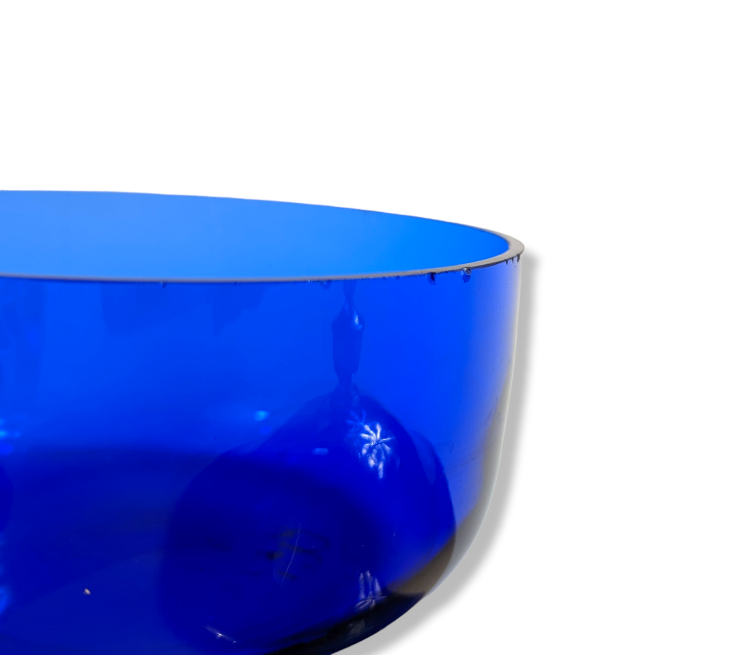 1950s Mid Century Modern Cobalt Blue Crystal and Nickel Plated Ukraine Russia USSR Sugar Candy Bowl And Cups with Holders, Set of 10 Pieces