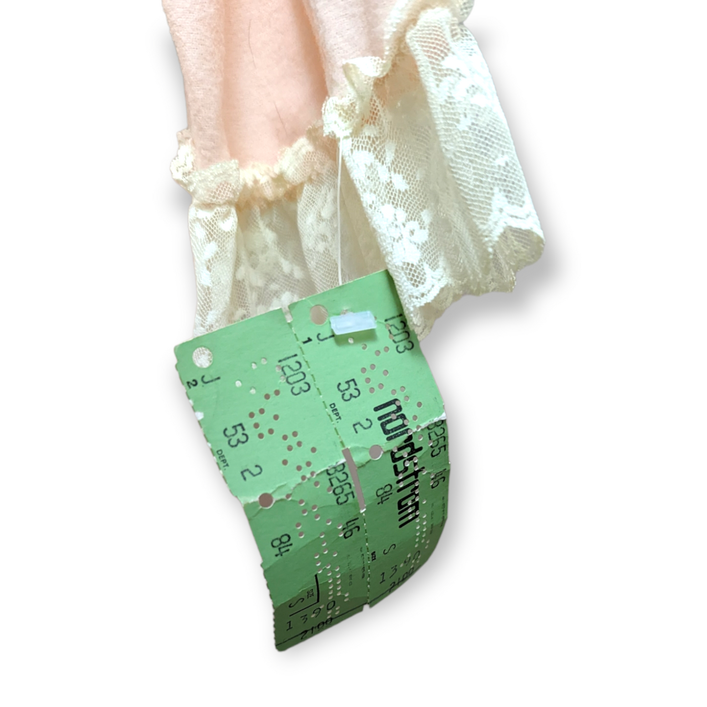 1970s Floor Length Soft Pink Saramae Lingerie Nightgown with Long Sleeves, Lace Cuffs, and Original Tags | Deadstock