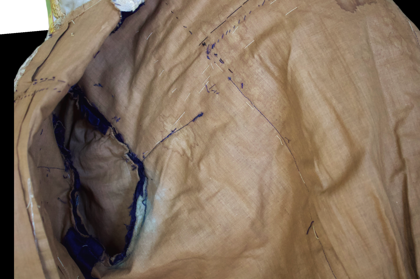 1910s Rare Edwardian Navy Deep Blue Silk Satin Walking Day Dress