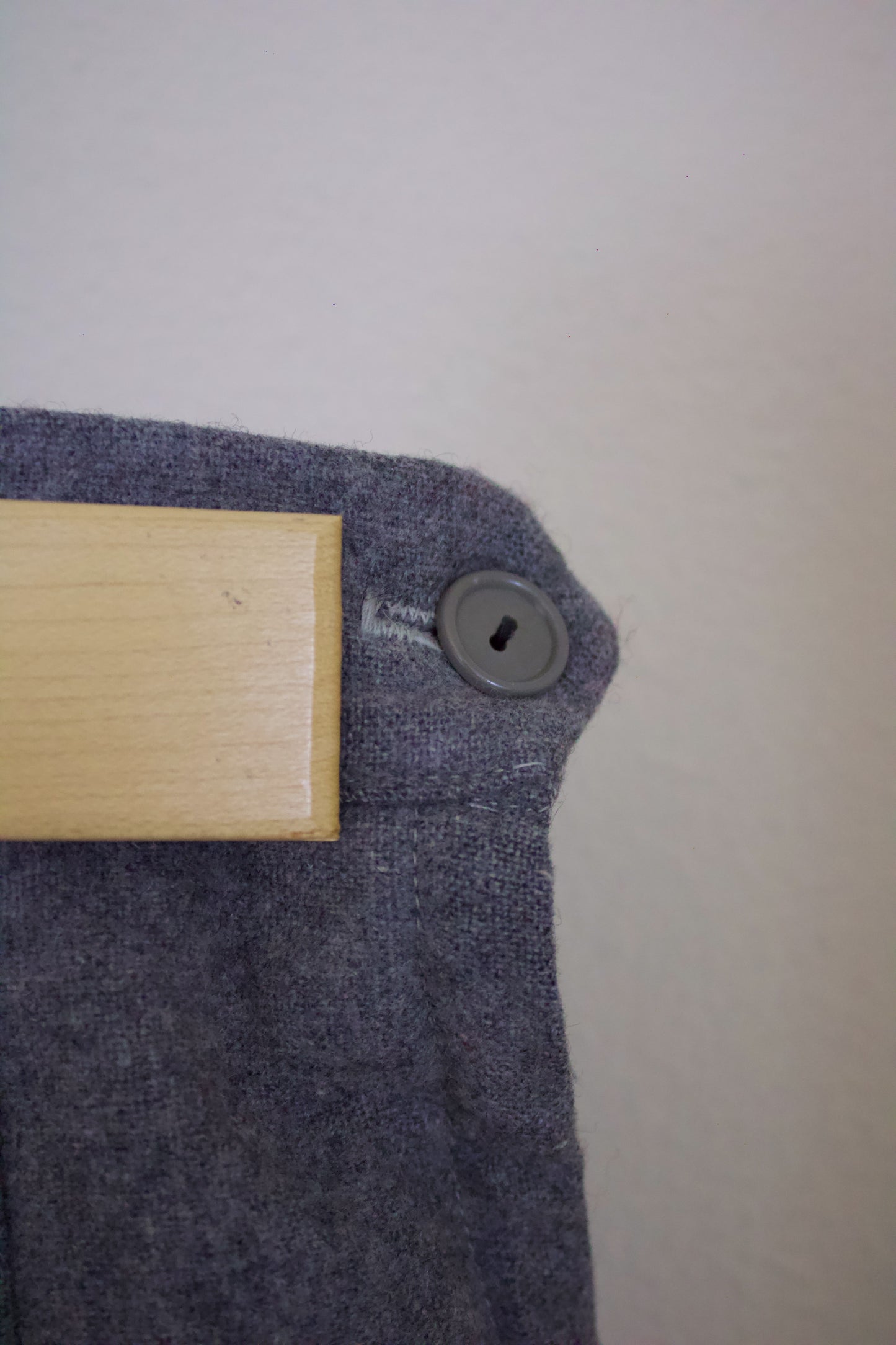 1960s Soft Gray Wool Skirt with Side Button and Zipper Fastener