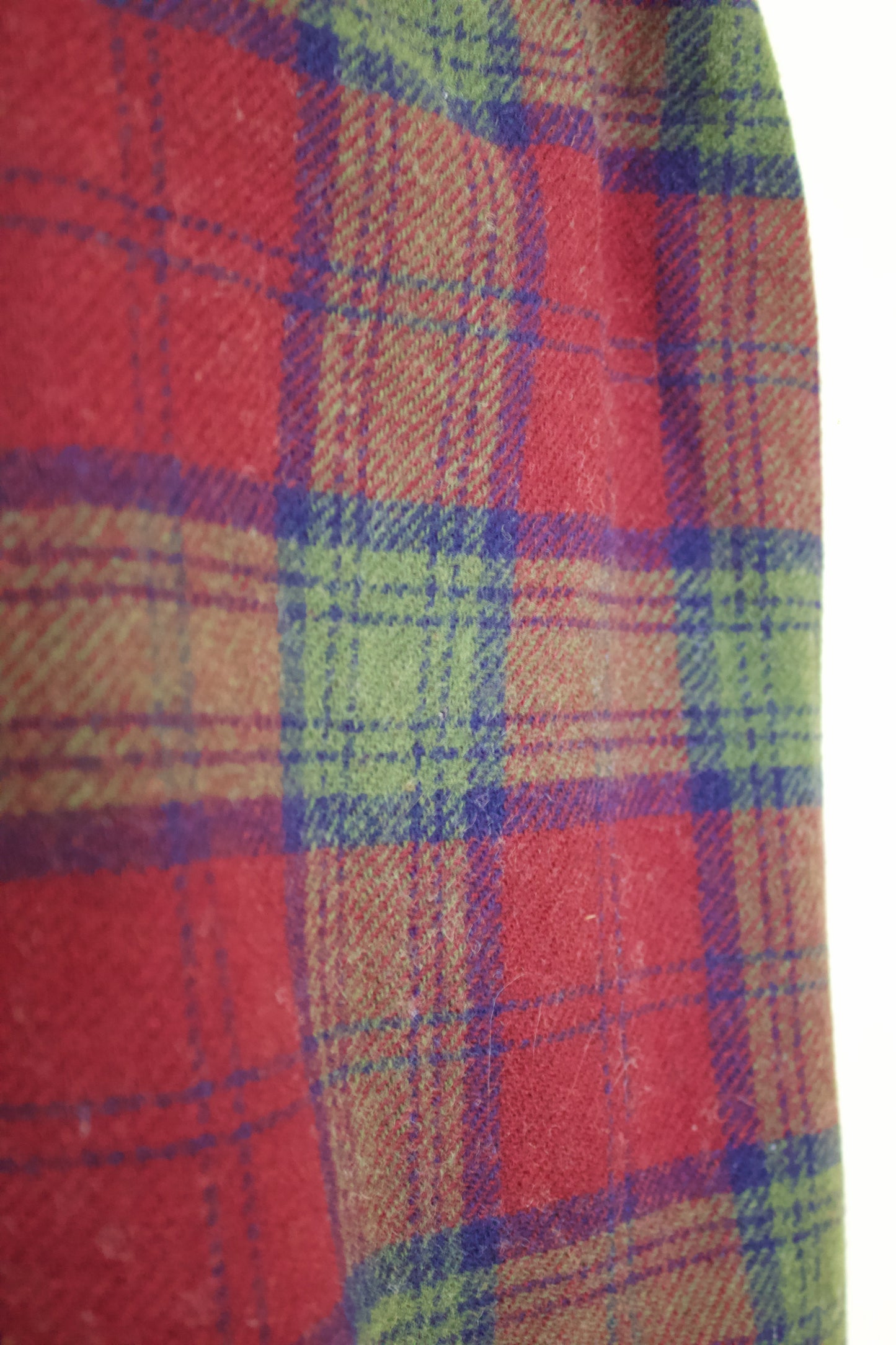 1970s Tartan Wool Skirt in Red, Blue and Olive Green