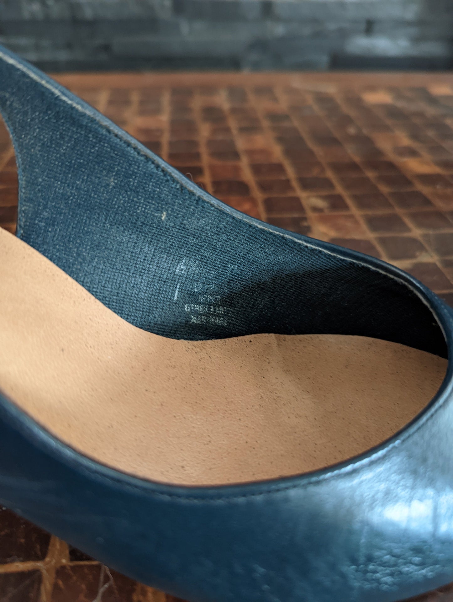 Vintage Fashionable's Leather Classic Blue Closed Toe Heel with Original Box!