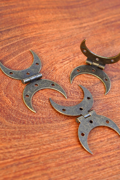 Small Steel Crescent Moon Hinge with Bronze Finish - Set of 2