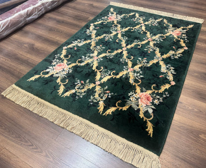 Karastan Garden of Eden Rug 4x6, Green Savonnerie 509/1733, Original Discontinued Vintage Karastan Carpet