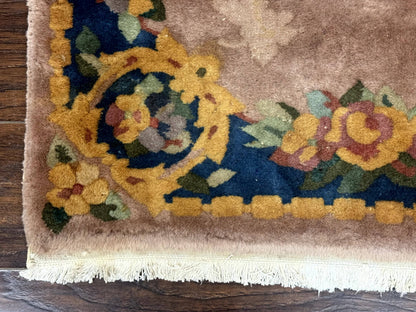 Chinese Wool Rug 3x5, Vintage 90 Line Carpet, Small Art Deco Rug