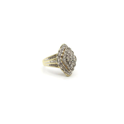 Vintage Genuine Diamond and 10K Gold Hollow Cluster Ring