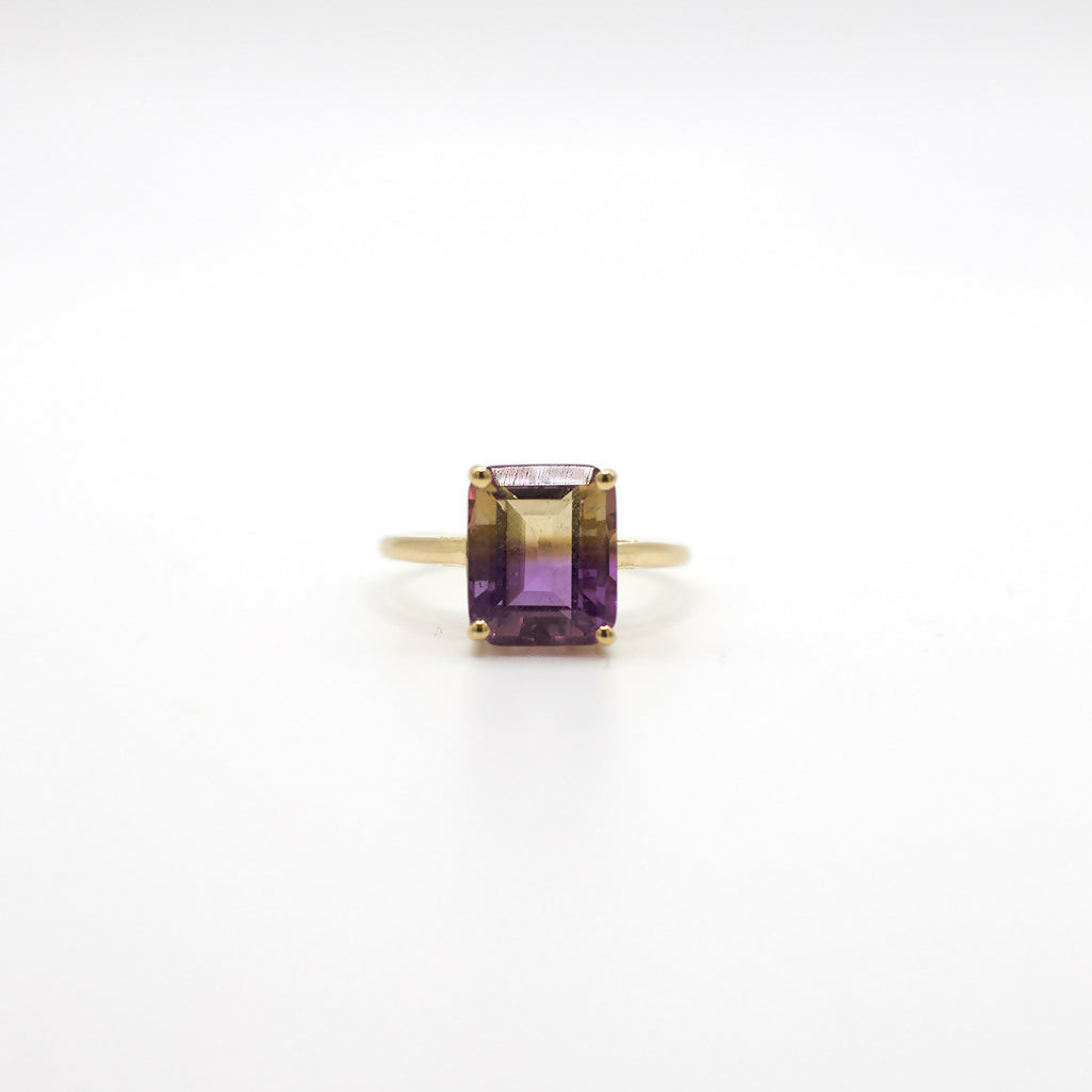Genuine Bi-Color Ametrine Ring In 14K Yellow Gold Filigree