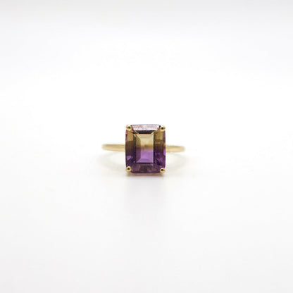 Genuine Bi-Color Ametrine Ring In 14K Yellow Gold Filigree