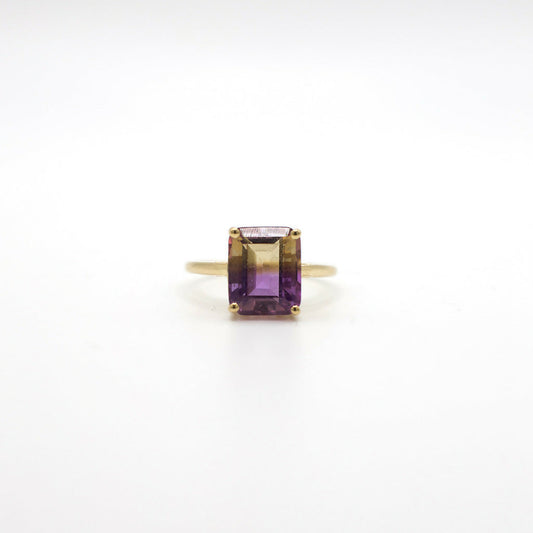 Genuine Bi-Color Ametrine Ring In 14K Yellow Gold Filigree