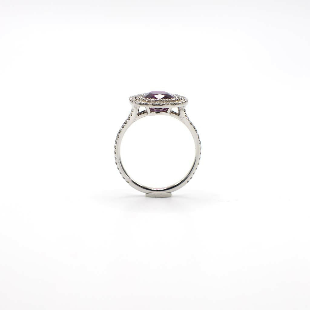 Pre-Loved Genuine Diamond and Garnet Ring In 18K White Gold