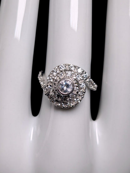 Vintage Mid-Century Inspired Simulated Diamond Sterling Silver Spiral Vacation Ring