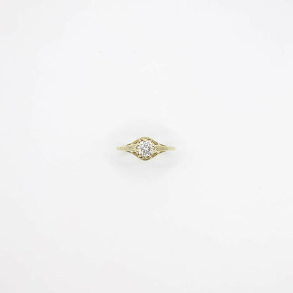 Vintage 0.45 Genuine Diamond Engagement Ring in 14K Gold