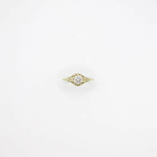 Vintage 0.45 Genuine Diamond Engagement Ring in 14K Gold