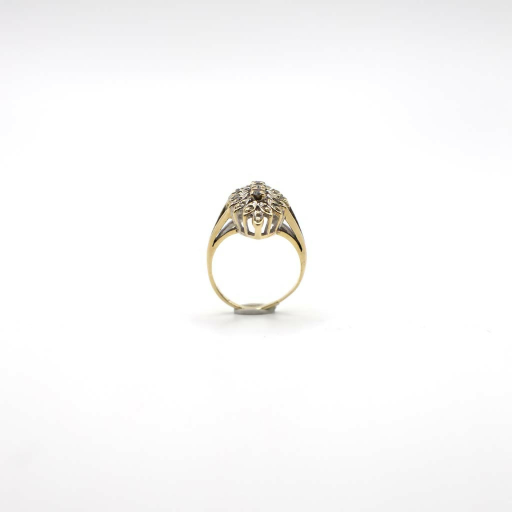 Vintage Genuine Diamond Burst Ring In 14K Yellow Gold