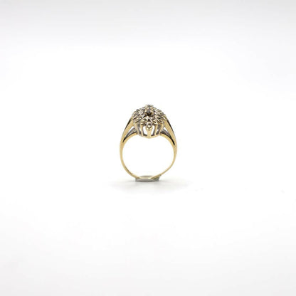 Vintage Genuine Diamond Burst Ring In 14K Yellow Gold