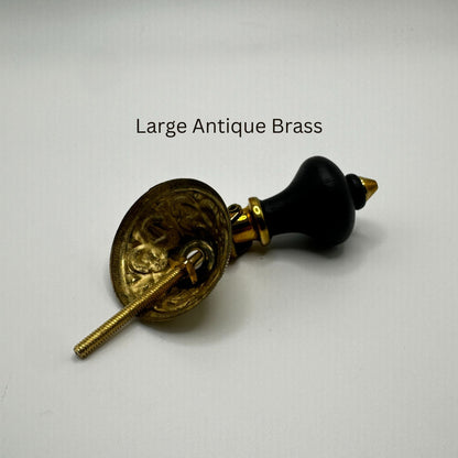 Wooden Eastlake Drop Pull, Brass or Antique Brass